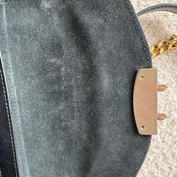 Furla Metropolis Leather Black Crossbody Bag Small Half-moon